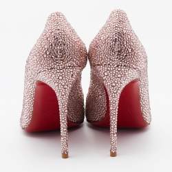 Pre Owned Christian Louboutin Pink Crystal Embellished Suede Fifi Strass Pumps Size 40.5