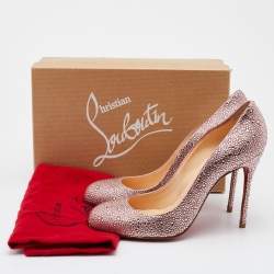 Pre Owned Christian Louboutin Pink Crystal Embellished Suede Fifi Strass Pumps Size 40.5