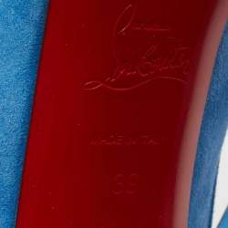 Pre Owned Christian Louboutin Blue Suede Daffodile Platform Pumps Size 39