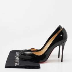 Pre Owned Christian Louboutin Black Patent Leather Corneille Pumps Size 36.5