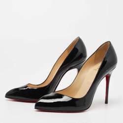 Pre Owned Christian Louboutin Black Patent Leather Corneille Pumps Size 36.5