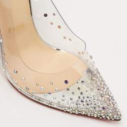 Pre Owned Christian Louboutin Silver Glitter and PVC Degrastrass Pumps Size 40