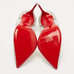 Pre Owned Christian Louboutin Silver Glitter and PVC Degrastrass Pumps Size 40