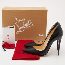 Pre Owned Christian Louboutin Black Leather So Kate Pumps Size 37.5