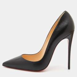Pre Owned Christian Louboutin Black Leather So Kate Pumps Size 37.5