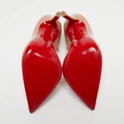 Pre Owned Christian Louboutin Beige Patent Leather Pigalle Pumps Size 38