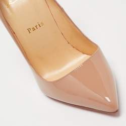 Pre Owned Christian Louboutin Beige Patent Leather Pigalle Pumps Size 38