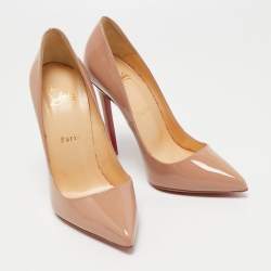 Pre Owned Christian Louboutin Beige Patent Leather Pigalle Pumps Size 38