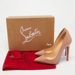 Pre Owned Christian Louboutin Beige Patent Leather Pigalle Pumps Size 38