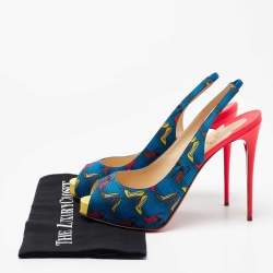 Christian Louboutin Multicolor Printed Fabric Private Number Slingback Pumps Size 41