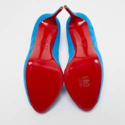 Pre Owned Christian Louboutin Blue Suede New Very Prive Pumps Size 40.5