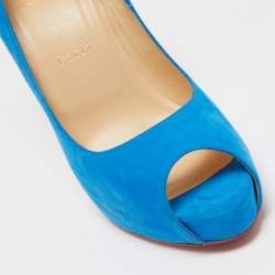 Pre Owned Christian Louboutin Blue Suede New Very Prive Pumps Size 40.5