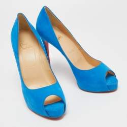 Pre Owned Christian Louboutin Blue Suede New Very Prive Pumps Size 40.5