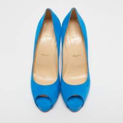 Pre Owned Christian Louboutin Blue Suede New Very Prive Pumps Size 40.5