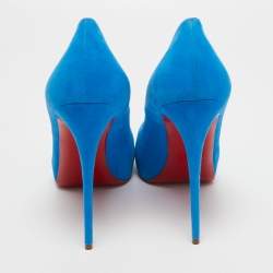 Pre Owned Christian Louboutin Blue Suede New Very Prive Pumps Size 40.5