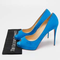 Pre Owned Christian Louboutin Blue Suede New Very Prive Pumps Size 40.5