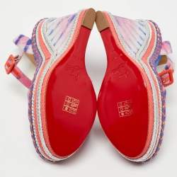 Christian Louboutin Multicolor Tie-Dye Fabric Duplice Wedge Sandals Size 41