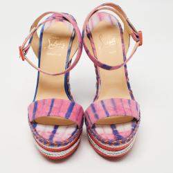 Christian Louboutin Multicolor Tie-Dye Fabric Duplice Wedge Sandals Size 41