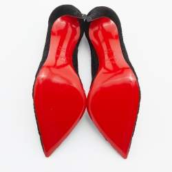 مملوكة مسبقًا Christian Louboutin Black Suede and Lace Follies Pointed Toe Pumps Size 38.5