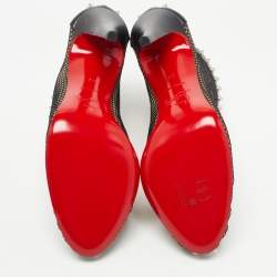 مملوكة مسبقًا Christian Louboutin Black Mesh and Leather Bourriche Ankle Booties Size 38