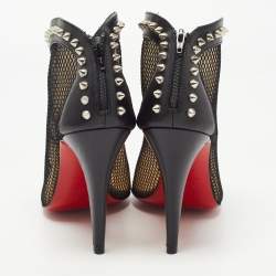 مملوكة مسبقًا Christian Louboutin Black Mesh and Leather Bourriche Ankle Booties Size 38