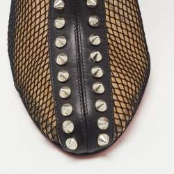 مملوكة مسبقًا Christian Louboutin Black Mesh and Leather Bourriche Ankle Booties Size 38