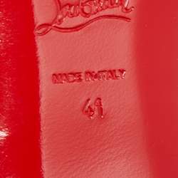 مملوكة مسبقًا Christian Louboutin Black Patent Leather Spiked Big Kiss Ballet Flats Size 41