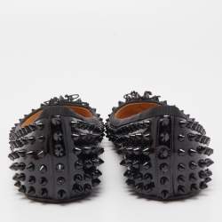 مملوكة مسبقًا Christian Louboutin Black Patent Leather Spiked Big Kiss Ballet Flats Size 41