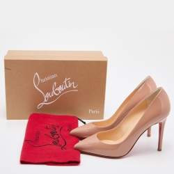 Christian Louboutin Nude Patent Leather Pigalle Pumps Size 39