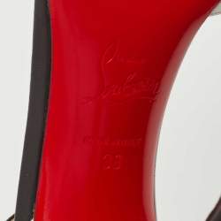 Pre Owned Christian Louboutin Black/White Leather Uptown Double Pumps Size 38