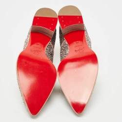 Pre Owned Christian Louboutin Multicolor Coarse Glitter Zazou Lace Up Oxfords Size 41