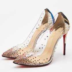 Christian Louboutin Multicolor Printed Lurex Fabric and PVC Degrastrass Pumps Size 39.5