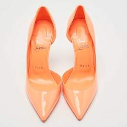 Christian Louboutin Orange Patent Leather Iriza Pumps Size 37.5