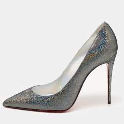 Pre Owned Christian Louboutin Multicolor Laminated Suede Disco Queen Kate Pumps Size 38