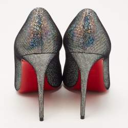 Pre Owned Christian Louboutin Multicolor Laminated Suede Disco Queen Kate Pumps Size 38