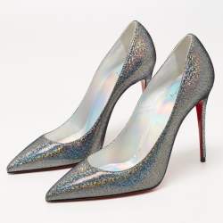Pre Owned Christian Louboutin Multicolor Laminated Suede Disco Queen Kate Pumps Size 38