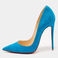 Pre Owned Christian Louboutin Blue Suede So Kate Pumps Size 38