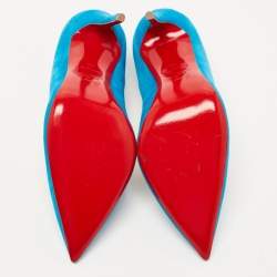 Pre Owned Christian Louboutin Blue Suede So Kate Pumps Size 38