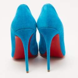 Pre Owned Christian Louboutin Blue Suede So Kate Pumps Size 38