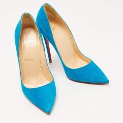 Pre Owned Christian Louboutin Blue Suede So Kate Pumps Size 38
