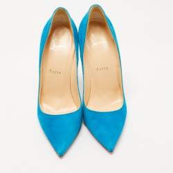Pre Owned Christian Louboutin Blue Suede So Kate Pumps Size 38