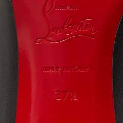 Pre Owned Christian Louboutin Black Leather Out Line Spike Ankle Booties Size 37.5