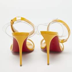 Pre Owned Christian Louboutin Light Orange Patent Leather and PVC Jonatina Sandals Size 39