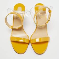 Pre Owned Christian Louboutin Light Orange Patent Leather and PVC Jonatina Sandals Size 39
