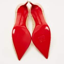 Christian Louboutin Beige Suede Follies Strass Pointed Toe Pumps Size 39