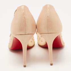 Christian Louboutin Beige Suede Follies Strass Pointed Toe Pumps Size 39