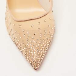 Christian Louboutin Beige Suede Follies Strass Pointed Toe Pumps Size 39