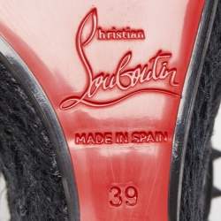 Pre Owned Christian Louboutin Black Leather Chocazeppa Spikes Wedge Platform Espadrille Sandals Size 39
