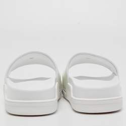 مملوكة مسبقًا Christian Louboutin White Leather Logo Platform Slides Size 36