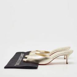 مملوكة مسبقًا Christian Louboutin Gold Leather Me Dolly Slide Sandals Size 37